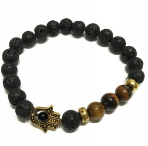 Bransoletka z kamieniami Hamsa Tygrysie Oko 18cm