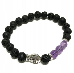 Bransoletka z kamieniami 18cm Ryba Ametyst