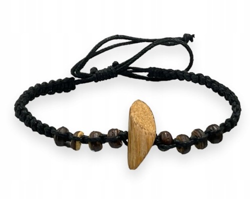 Bransoletka pleciona z drewienkiem 17cm