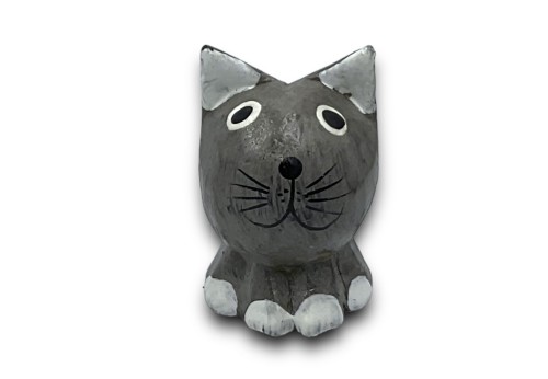 Figurka mały Kot z drewna szary 6cm