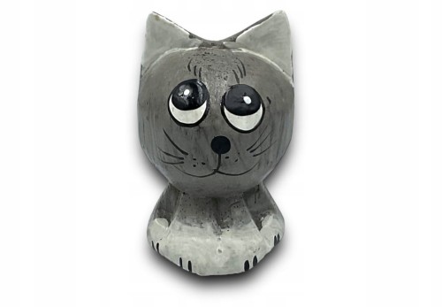 Figurka Kot z drewna szary 8cm