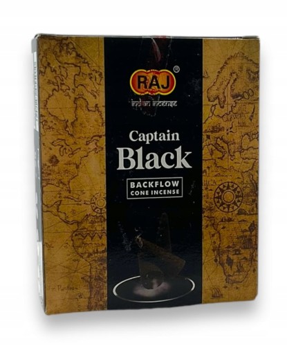Kadzidełka stożkowe Backflow Captain Black 10szt RAJ