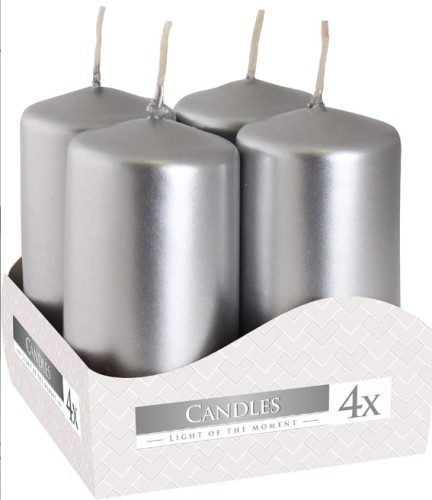 Świece wotywne srebrny metalik 40/80 4szt