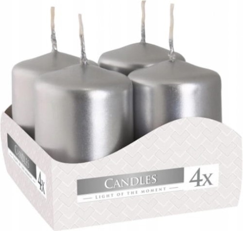Świece wotywne srebrny metalik 40/60 4szt