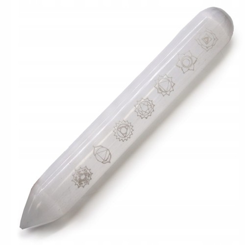 Różdżka z Selenitu 7 Czakr 16cm