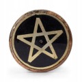 Okrągła Podstawka z Drewna Mango i Metalu - Pentagram