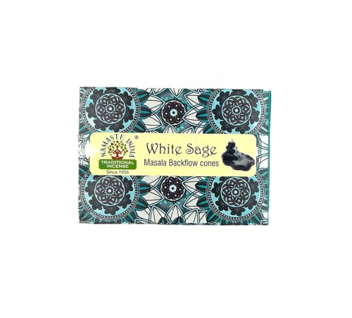Kadzidełka stożkowe Backflow Namaste India Biała Szałwia 10szt
