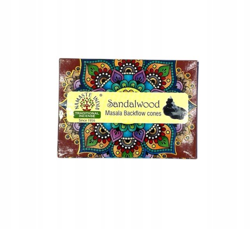 Kadzidełka stożkowe Backflow Namaste India Drzewo Sandałowe 10szt