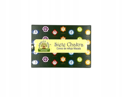 Kadzidełka stożkowe Backflow Namaste India 7 Czakr 10szt