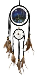 Podwójny Łapacz Snów Dreamcatcher Wilki - 16cm