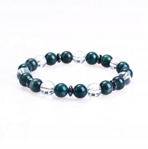 Bransoletka z kamieni Kryształ Górski i Agat Mszysty 8mm