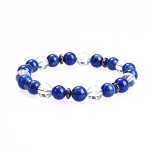 Bransoletka z kamieni Kryształ Górski i Lapis Lazuli 8mm