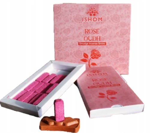 Kadzidełka Aromatika cegiełki Róża Oud + podstawka 15szt