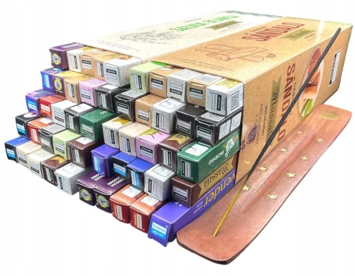 Kadzidełka indyjskie Masala Duży Mix 350szt Darshan + podstawka