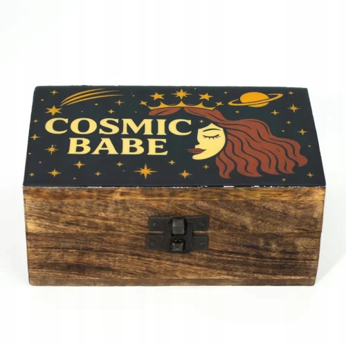 Drewniane Emaliowane Pudełko Cosmic Babe 15x10x6cm
