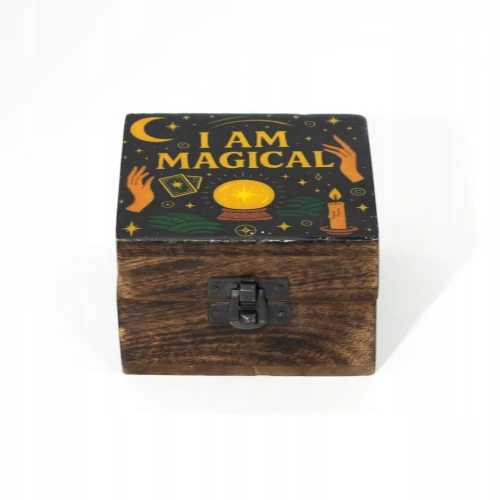 Drewniane Emaliowane Pudełko I am Magical 10x10x6cm